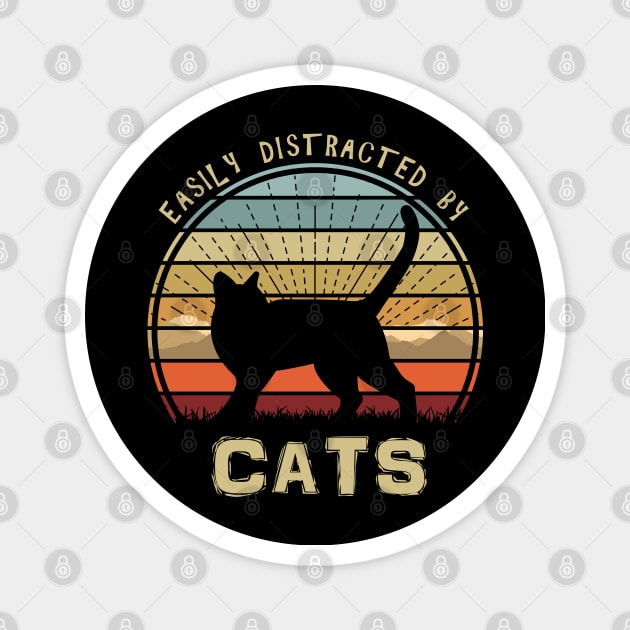 Easily Distracted By Cats Sunset Magnet by Nerd_art